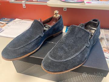 Mocassini uomo scamosciati blu fratelli rossetti