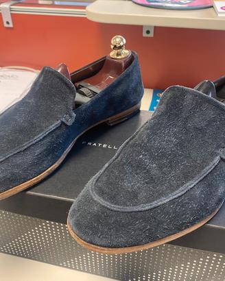 Mocassini uomo scamosciati blu fratelli rossetti