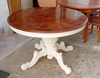 tavolo rotondo laccato shabby chic