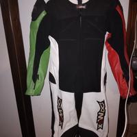 tuta moto pelle e tessuto 