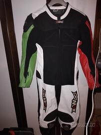 tuta moto pelle e tessuto 