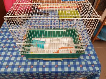 Gabbia per uccelli completa con accessori mangiato