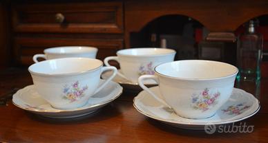 Set 4 Tazze Tè Porcellana Tedesca Vintage
