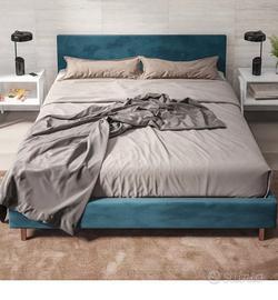 Letto matrimoniale blu petrolio 160x190
