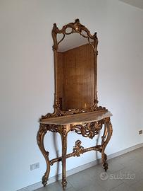 Consolle con specchiera Barocca anni 60 - Marmo e 