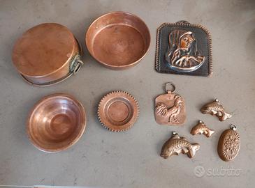 set 10 pezzi decorazioni in rame