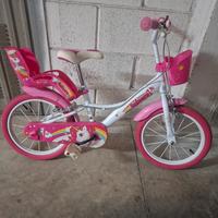 Bici bimba, raggio 16, con rotelle