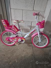 Bici bimba, raggio 16, con rotelle