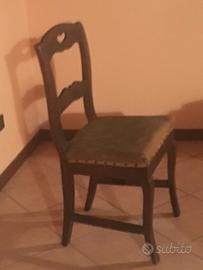 Sedia Antica fine 800' in legno e tessuto Vintage