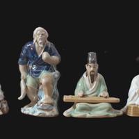 6 statuine cinesi in ceramica smaltata