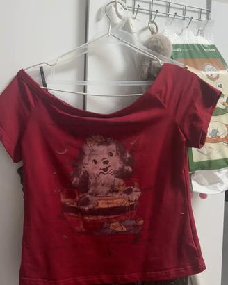T-shirt corta da donna rossa