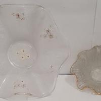 coppia di centrotavola in vetro decorato vintage 