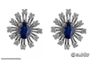 ORECCHINI ORO 18kt. CON DIAMANTI E ZAFFIRI BLU