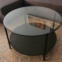 Tavolino tondo IKEA con piano in vetro 