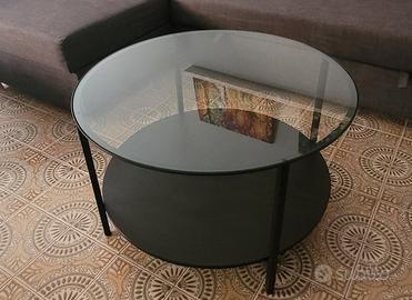 Tavolino tondo IKEA con piano in vetro 