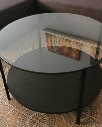 Tavolino tondo IKEA con piano in vetro 