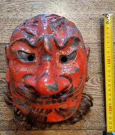 Maschera giapponese Noh in ceramica Raku