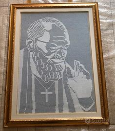 Quadro ricamato Padre Pio