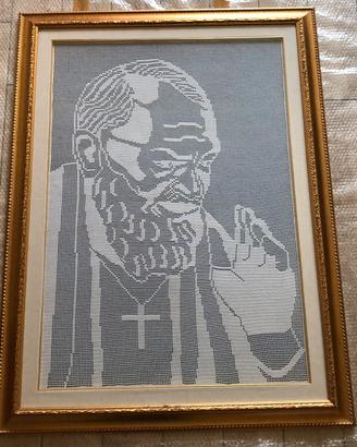 Quadro ricamato Padre Pio