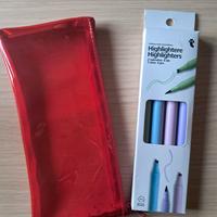 📚 BUNDLE SCUOLA: Astuccio Rosso + 4 Evidenziatori