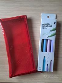 📚 BUNDLE SCUOLA: Astuccio Rosso + 4 Evidenziatori