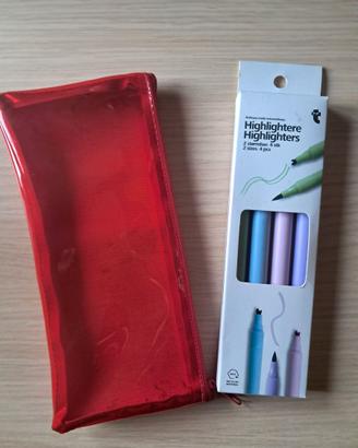 📚 BUNDLE SCUOLA: Astuccio Rosso + 4 Evidenziatori