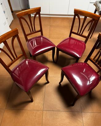 Sedie in legno massello seduta bordeaux 4Pz