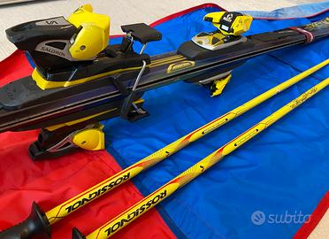 Sci Salamon con bastoncini e borsa porta sci