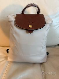 zaino zainetto Longchamp bianco e marrone nuovo