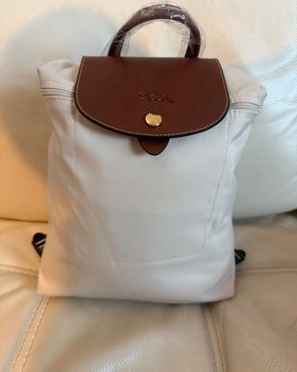 zaino zainetto Longchamp bianco e marrone nuovo
