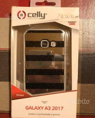 Cover Nuova Celly Galaxy A3 Righe Nero Black