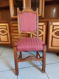 6 sedie di legno con imbottitura