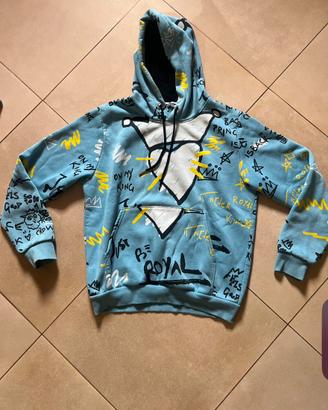 Felpa con cappuccio Follswup M azzurra graffiti