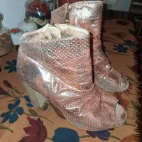 Stivaletti Tronchetti dorati n.39 Open Toe, tacchi