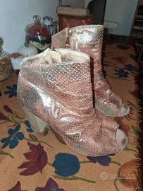 Stivaletti Tronchetti dorati n.39 Open Toe, tacchi