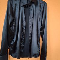 Camicia vintage in raso nero tg M