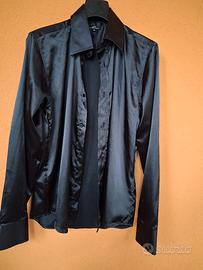 Camicia vintage in raso nero tg M