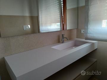 Top in Fenix Bianco con vasca integrata - Bagno