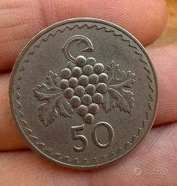 Moneta Cipro 50 Mils 1970 - Grappolo d'uva