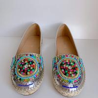 Espadrillas argento con perline colorate