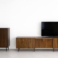 Coppia di Mobili in legno Tek-credenza+vetrinetta