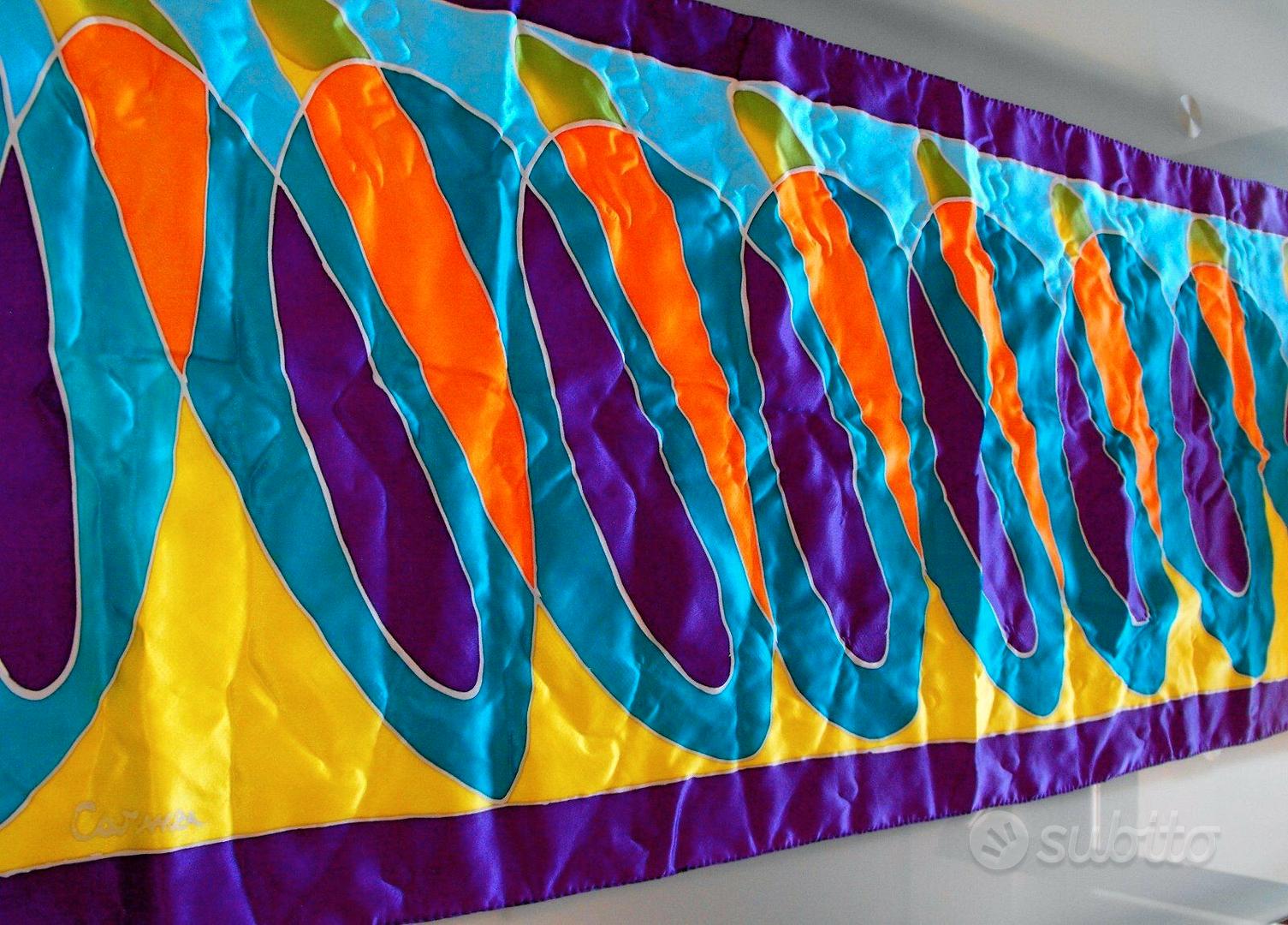 Foulard in pura seta dipinto a mano Abbigliamento e Accessori In