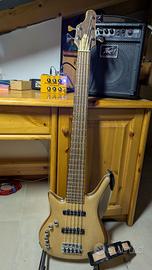 Basso mancino 5 corde neck, strigs through