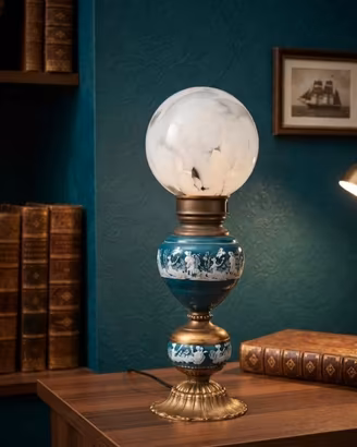 lampada da tavolo vintage ceramica e bronzo 