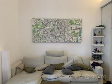 Quadro moderno mappa di Milano – 150x50 cm
