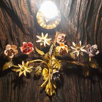 Applique artigianale in ferro con foglie e fiori m