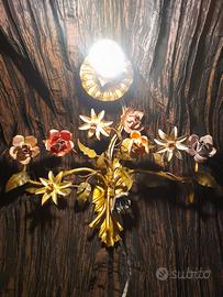 Applique artigianale in ferro con foglie e fiori m