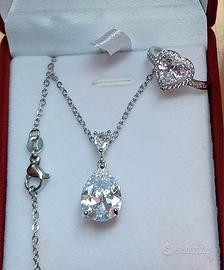 anello e ciondolo moissanite naturale Argento925 