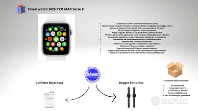 Smartwatch W26 PRO MAX Serie 8 + Bonus