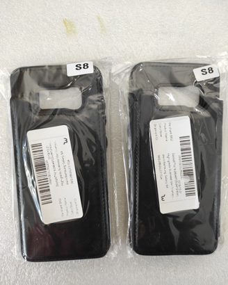 Cover in finta pelle+vetro per Samsung S8